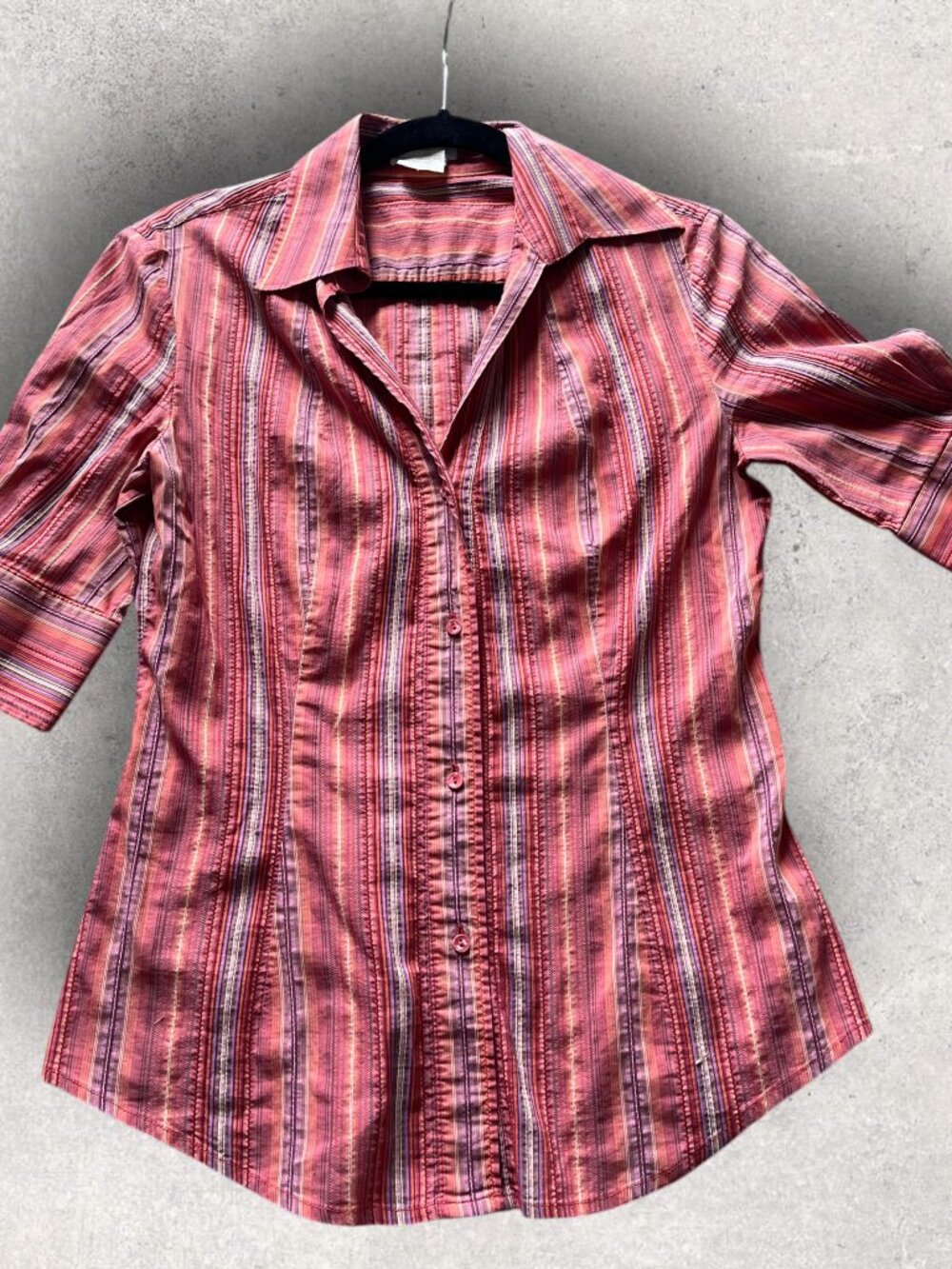 Short-Sleeve Nara Camicie Italian Designer Striped Button-Down Shirt